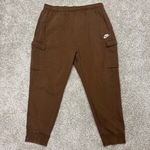 Nike Sportswear Club Fleece Cargo Sweatpants Jogger Cacao Wow Brown Size XL